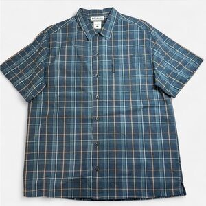 Columbia Men's Navy and Tan Plaid Shirt